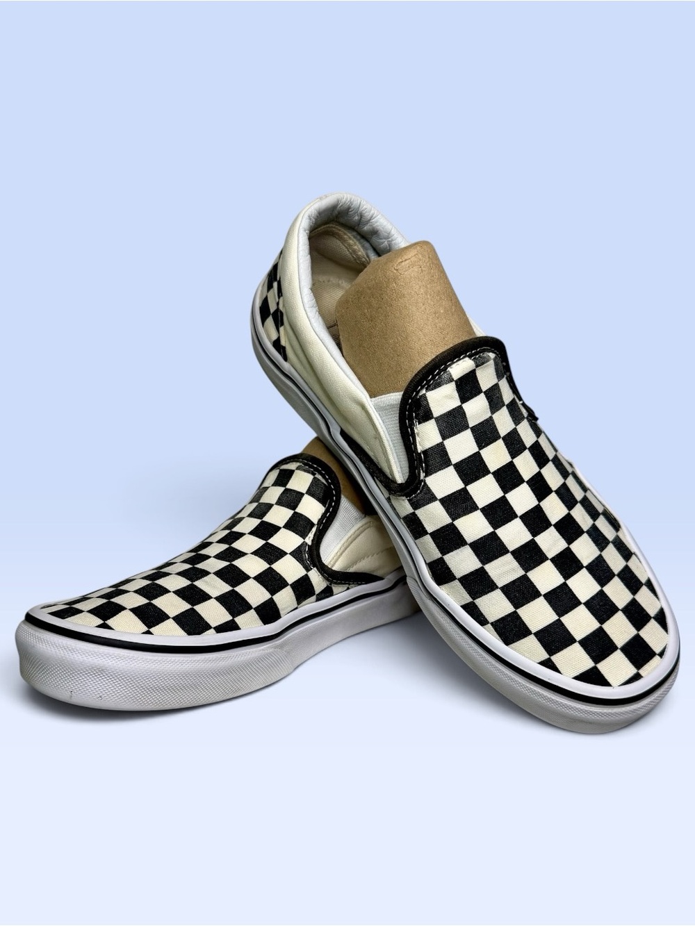 Vans Classic Checkerboard Slip-On Skate Shoes Black & Off-White 7.5 Men/9.0 Wmn - Picture 2 of 12